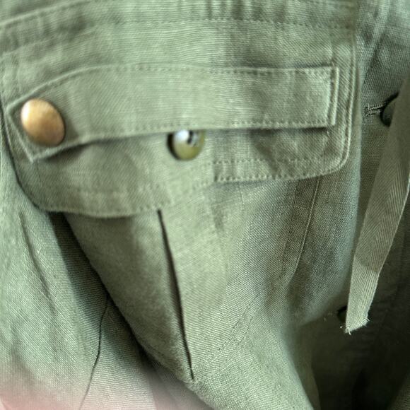 lauren ralph lauren linen safari vest 2x olive green cargo utility drawstring - Picture 3 of 14